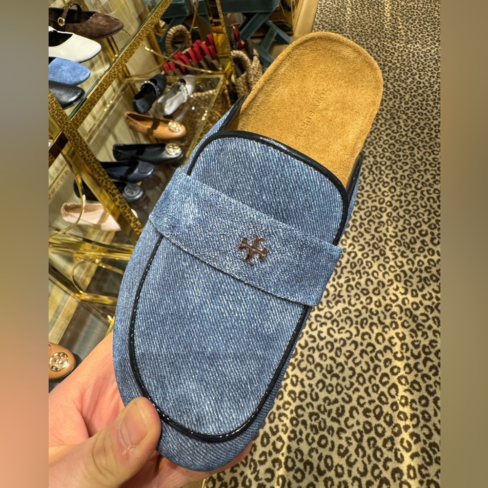Tory Burch Everly Cork Leather Mule Shoes